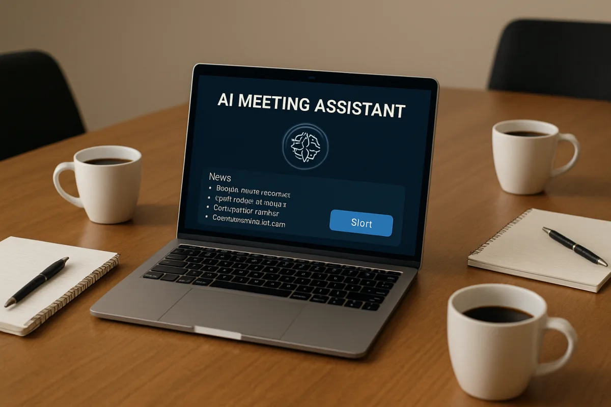 AI Meeting Assistants interface in a professional setting
