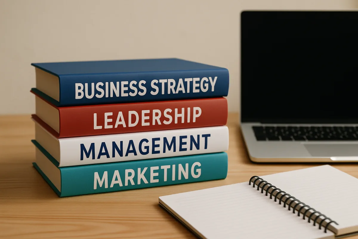 Best books for entrepreneurs on a desk