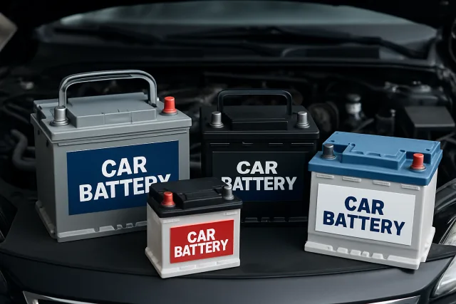 Best car battery brands displayed with labels