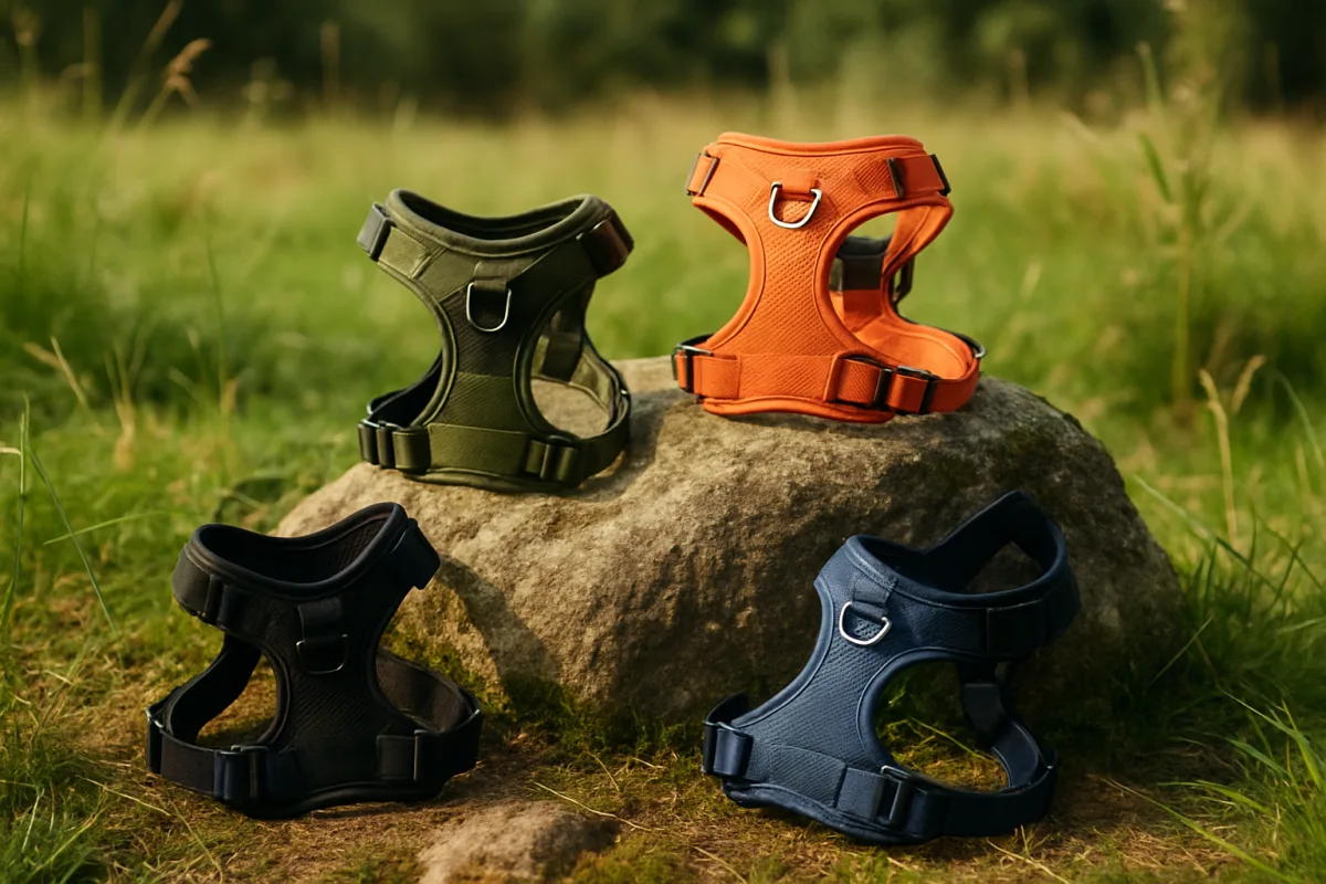 Best dog harnesses displayed in an outdoor setting