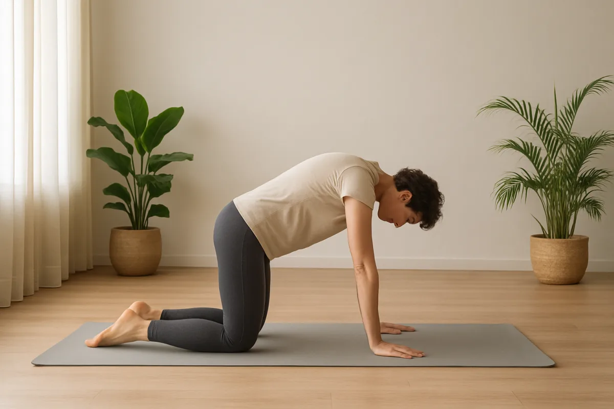Best exercises for lower back pain with a person doing Cat-Cow Stretch