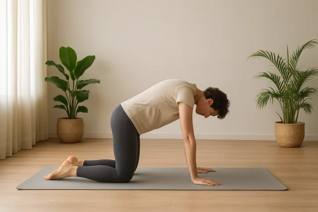 Best exercises for lower back pain with a person doing Cat-Cow Stretch