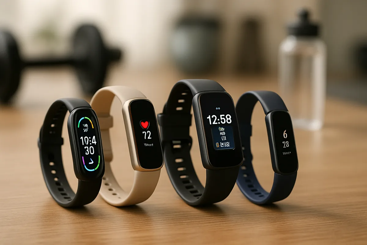 Best Fitness Trackers displayed on a table