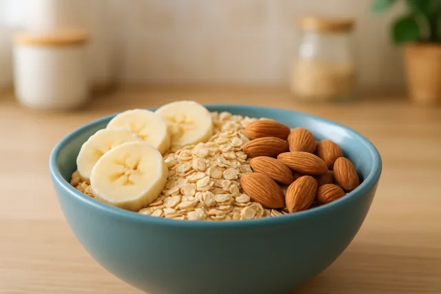 Best foods for energy including bananas, oats, and almonds