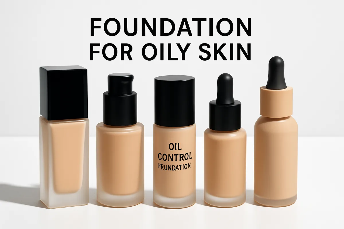 Best foundations for oily skin displayed on a clean surface
