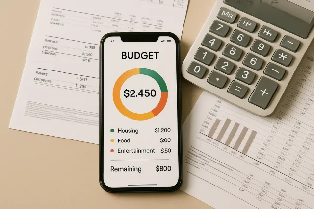Budgeting apps interface on smartphone