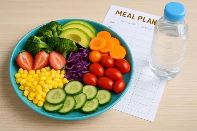 Healthy eating habits with fruits and vegetables
