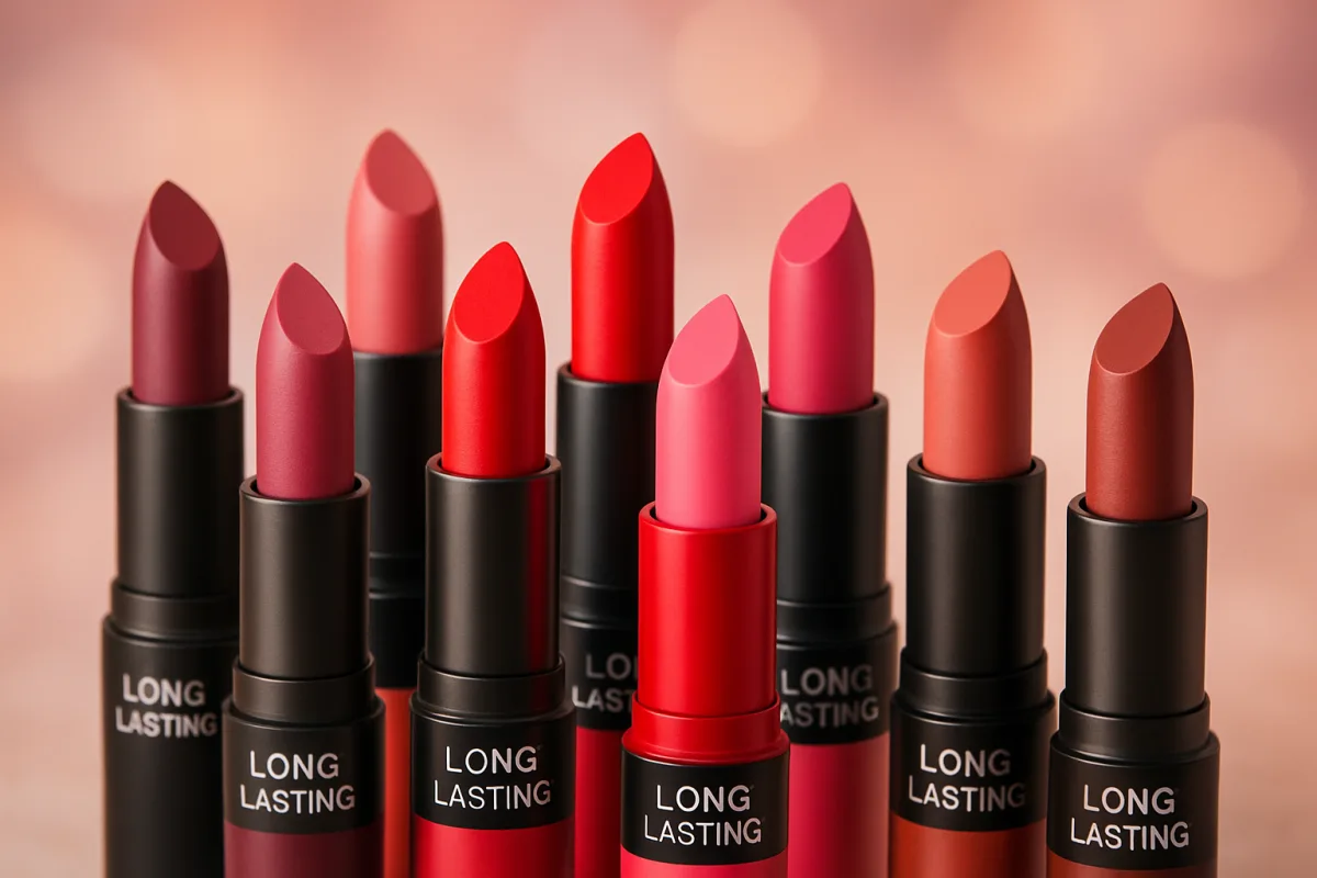 Long-lasting lipsticks in various shades
