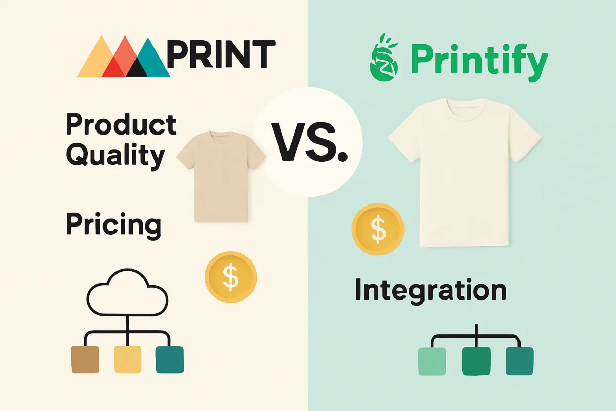 Comparison of Printful and Printify print-on-demand services