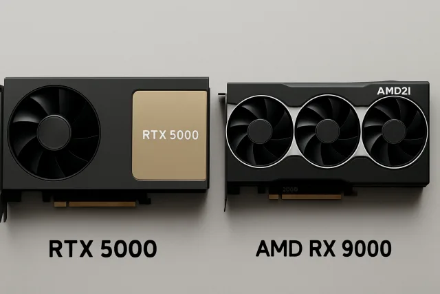 Comparison of RTX 5000 vs RX 9000 graphics cards