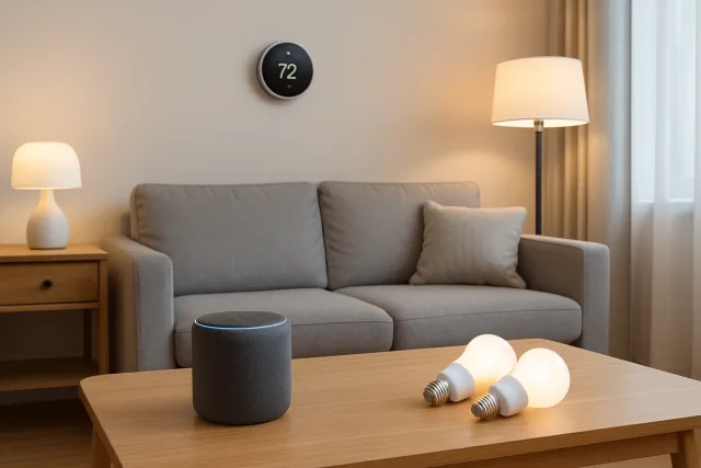 Smart Home Devices in a modern living room